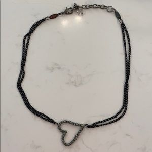 Sabika Black Crystal Heart Choker Necklace